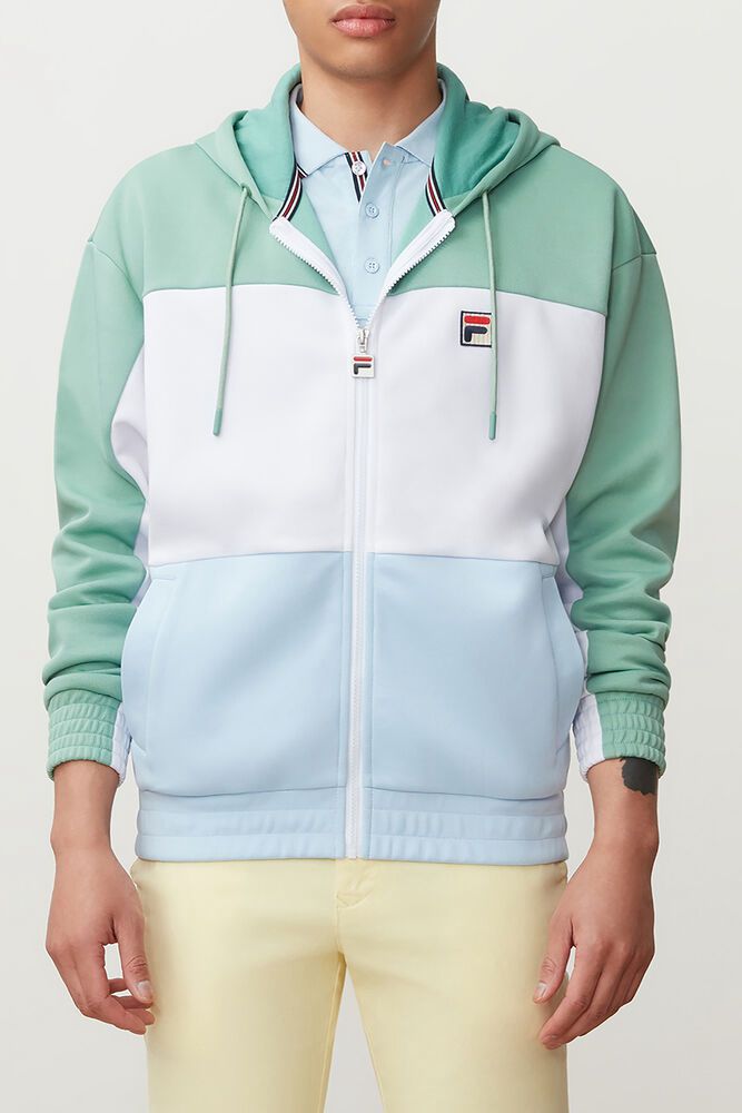 Fila Sky Hoodie White/Blue - Mens - 31845OGYP